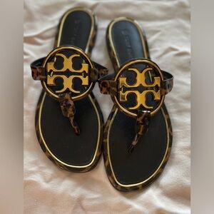Tory Burch Black and Gold Women's Sandals